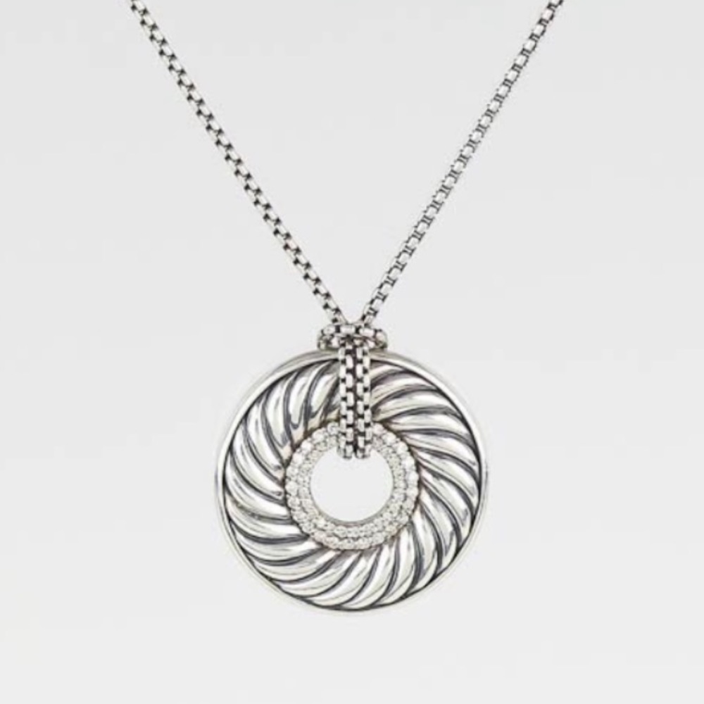David Yurman cable diamond & pendant necklace